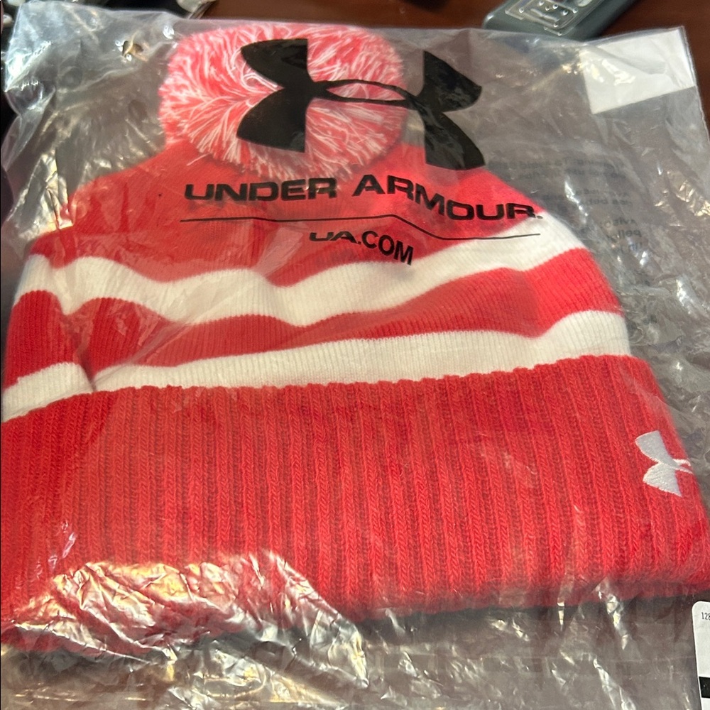 Under Armour Red and White Knit Beanie - Picture 4 of 6